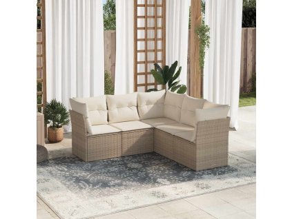 5dílná zahradní sedací souprava s poduškami béžová polyratan 3217618