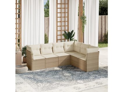 6dílná zahradní sedací souprava s poduškami béžová polyratan 3217678