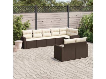8dílná zahradní sedací souprava s poduškami hnědá polyratan 3219213