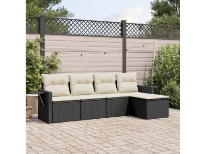 5dílná zahradní sedací souprava s poduškami černá polyratan 3220085