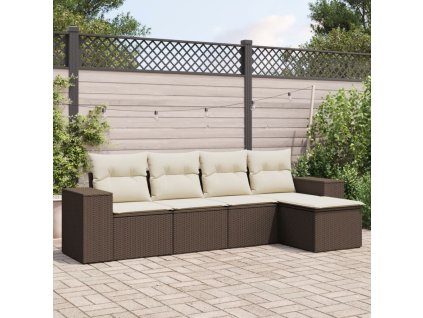 5dílná zahradní sedací souprava s poduškami hnědá polyratan 3222492