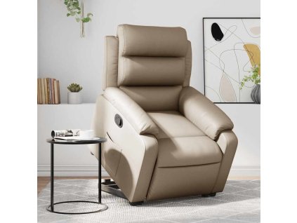 Zvedací polohovací křeslo cappuccino umělá kůže 3205048