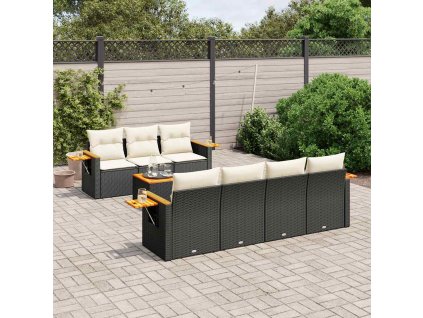 8dílná zahradní sedací souprava s poduškami černá polyratan 3226644