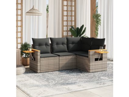 4dílná zahradní sedací souprava s poduškami šedá polyratan 3226774