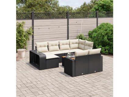 11dílná zahradní sedací souprava s poduškami černá polyratan 3228916