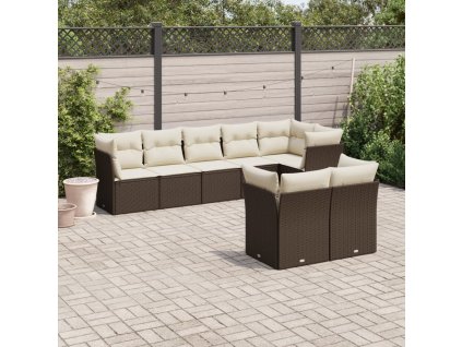 8dílná zahradní sedací souprava s poduškami hnědá polyratan 3249752