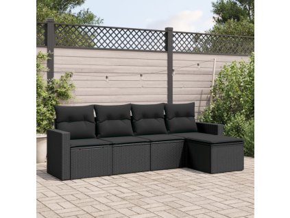 5dílná zahradní sedací souprava s poduškami černá polyratan 3251222
