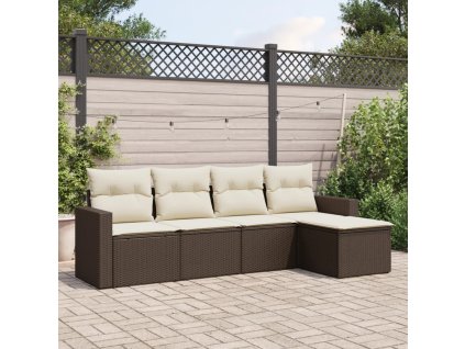 5dílná zahradní sedací souprava s poduškami hnědá polyratan 3251230