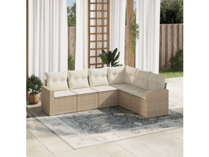 6dílná zahradní sedací souprava s poduškami béžová polyratan 3251345