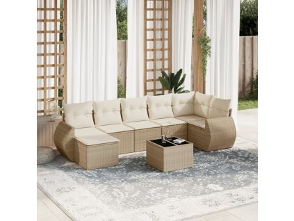 8dílná zahradní sedací souprava s poduškami béžová polyratan 3254025