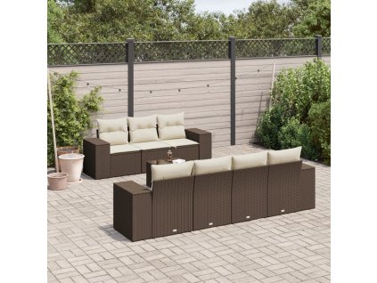 8dílná zahradní sedací souprava s poduškami hnědá polyratan 3254670