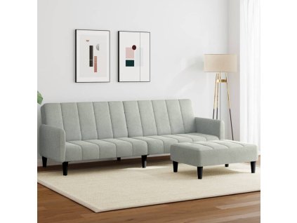 2místná rozkládací pohovka s podnožkou světle šedá samet 3258098