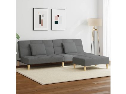 2místná rozkládací pohovka s podnožkou tmavě šedá textil 3258104