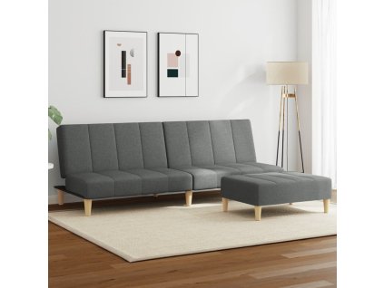 2místná rozkládací pohovka s podnožkou tmavě šedá textil 3258139