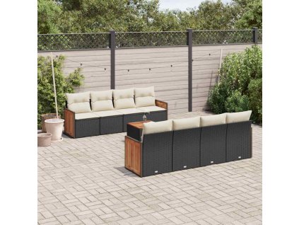 9dílná zahradní sedací souprava s poduškami černá polyratan 3259900