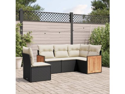 5dílná zahradní sedací souprava s poduškami černá polyratan 3260054