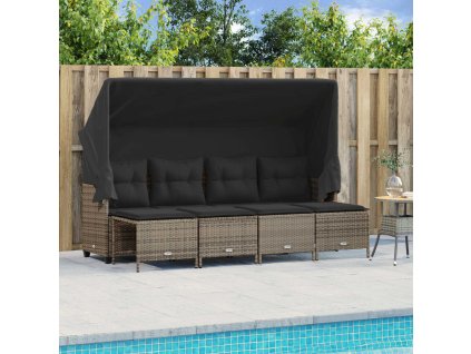 5dílná zahradní sedací souprava s poduškami šedá polyratan 3261541