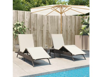 Zahradní lehátka s poduškami 2 ks hnědá polyratan 3261579