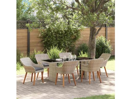 Zahradní jídelní souprava 7 pcs Světle šedá polyratan 3261633