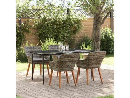 Zahradní jídelní souprava s polštářem 5 pcs Šedá polyratan 3261680