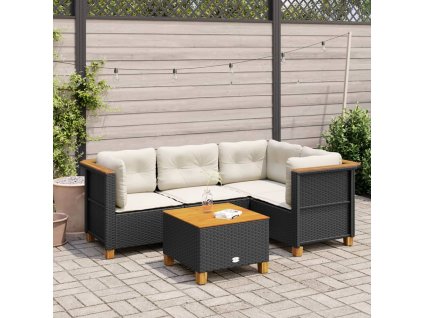 5dílná zahradní sedací souprava s poduškami černá polyratan 3261803
