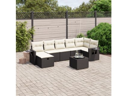 8dílná zahradní sedací souprava s poduškami černá polyratan 3263822