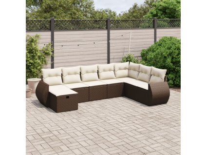 8dílná zahradní sedací souprava s poduškami hnědá polyratan 3264209