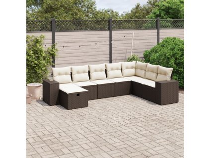 8dílná zahradní sedací souprava s poduškami hnědá polyratan 3264519