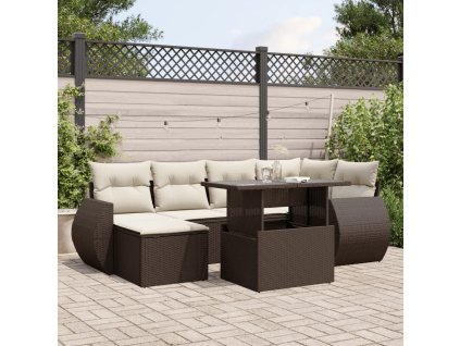7dílná zahradní sedací souprava s poduškami hnědá polyratan 3268683