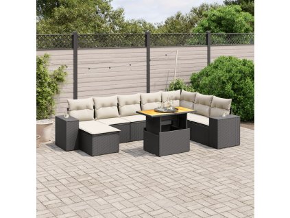 9dílná zahradní sedací souprava s poduškami černá polyratan 3272771