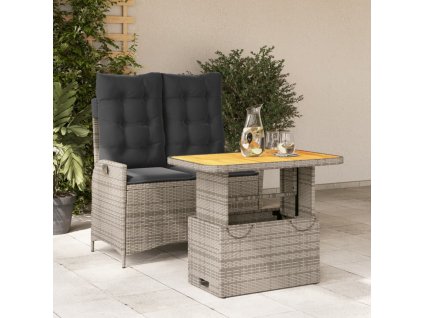 2dílný zahradní jídelní set s poduškami šedý polyratan 3277466