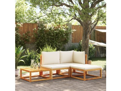 4dílná zahradní sedací souprava s polštáři, akácie a ratan 3278870