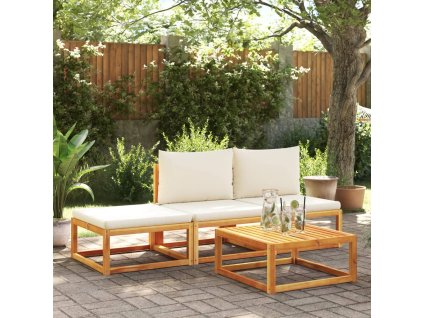 4dílná zahradní sedací souprava s polštáři, akácie a ratan 3278889
