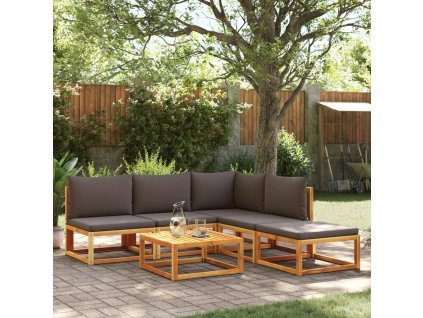 6dílná zahradní sedací souprava s polštáři, akácie a ratan 3278910