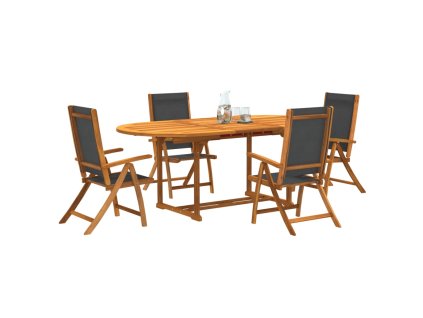 5dílný zahradní jídelní set masivní akáciové dřevo a textilen 3279258