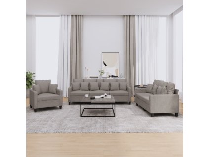 3dílná sedací souprava s polštáři taupe textil 3201639