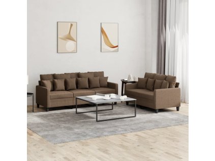2dílná sedací souprava s poduškami hnědá textil 3201667