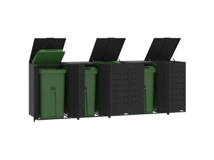 Box na 5 popelnic černý 345 x 79 x 117 cm ocel 3279980