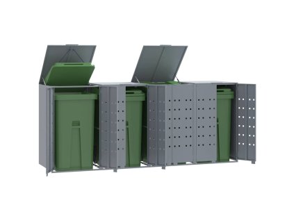 Box na 4 popelnice šedý 276 x 79 x 117 cm ocel 3279989