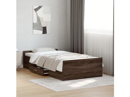 Rám postele se zásuvkami hnědý dub 75 x 190 cm kompozitní dřevo 3280355