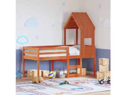 Patrová postel se střechou voskově hnědá 90 x 190 cm borovice 3282018