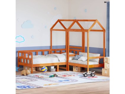 Válenda a lavice se střechou voskově hnědá 90 x 200 cm borovice 3282245