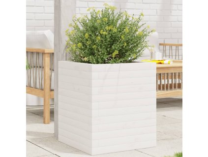 Zahradní truhlík bílý 40x40x46 cm masivní borové dřevo 3282400