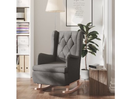 Houpací křeslo s nohami z kaučukovníkového dřeva tmavě šedé 329406