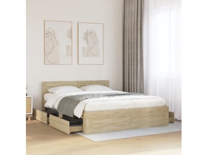 Rám postele s čelem dub sonoma 160 x 200 cm kompozitní dřevo 3295550