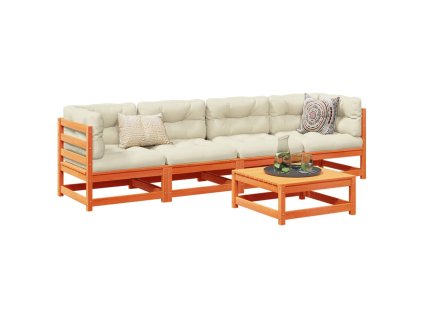 5dílná zahradní sedací souprava podušky voskově hnědá borovice 3299276