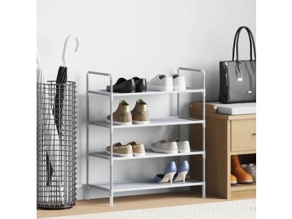 Botník se 4 policemi kov a netkaná textilie stříbrný 330042