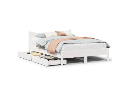 Rám postele se zásuvkami bílý 120 x 190 cm masivní borovice 3301924