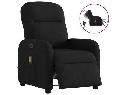 Elektrické masážní polohovací křeslo černé textil 3302964