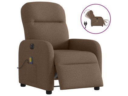 Elektrické masážní polohovací křeslo hnědé textil 3302966